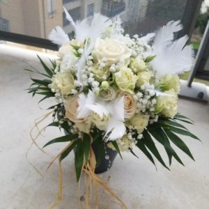 MARIAGE Bouquet blanc plume